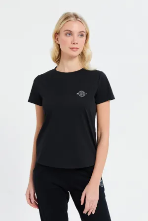 Women Black Short Sleeve Soft Touch T-Shirt