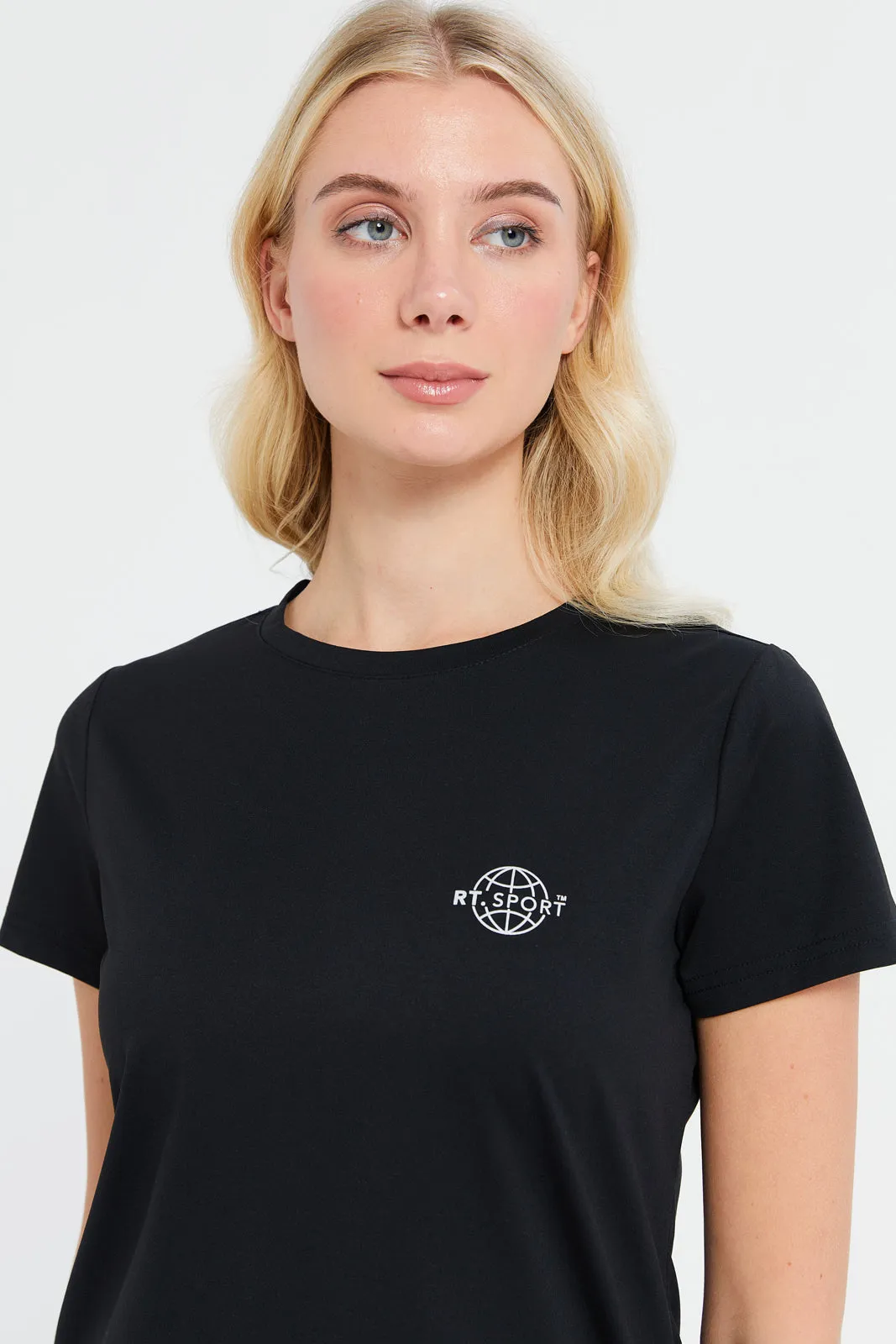 Women Black Short Sleeve Soft Touch T-Shirt